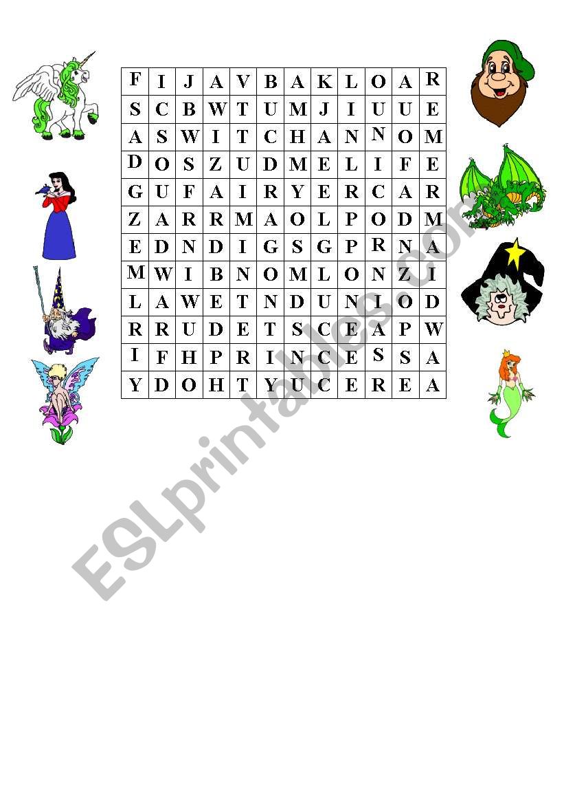 Fantasy world picture wordsearch