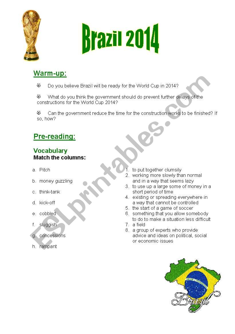 Brazil - World Cup 2014 worksheet