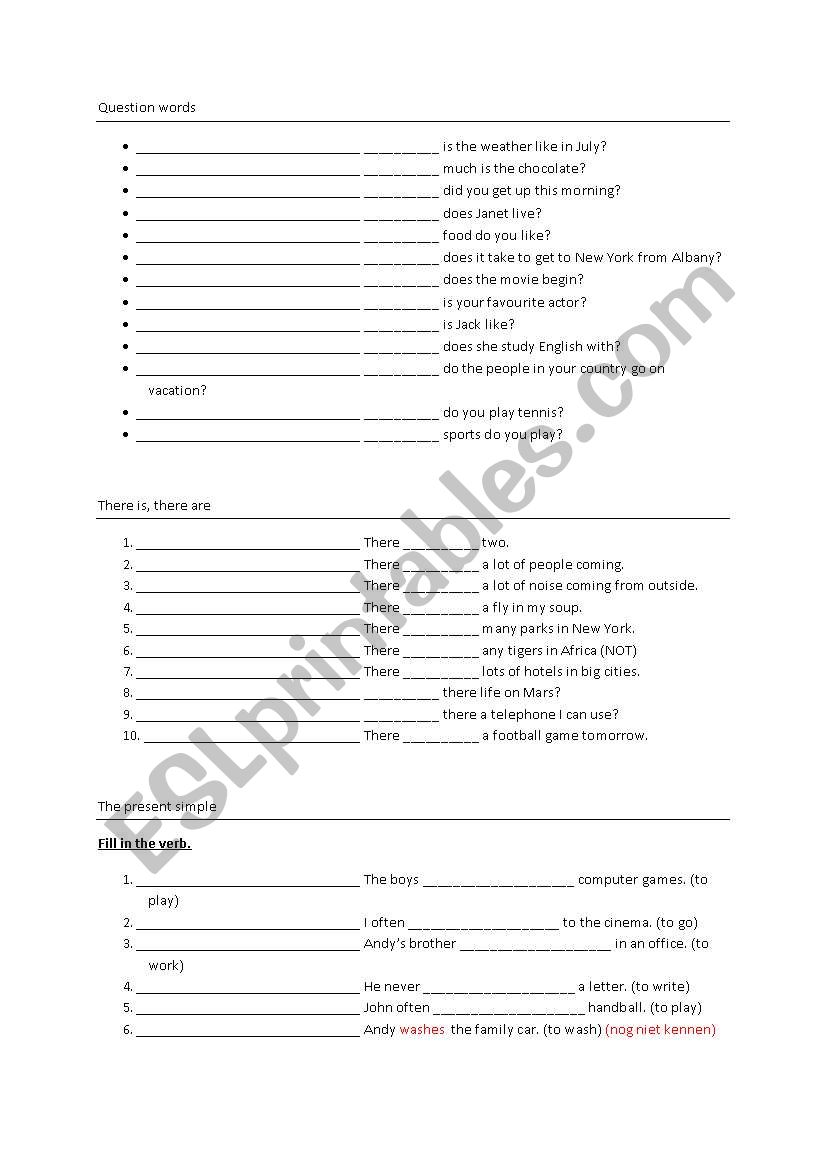 mixed grammar ex worksheet