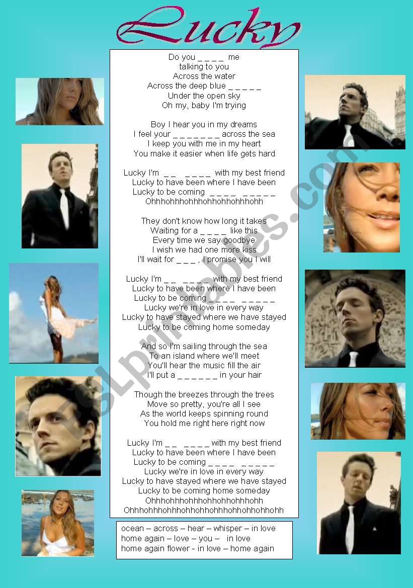 Lucky - a song by Jason Mars and Colbie Caillat - editable