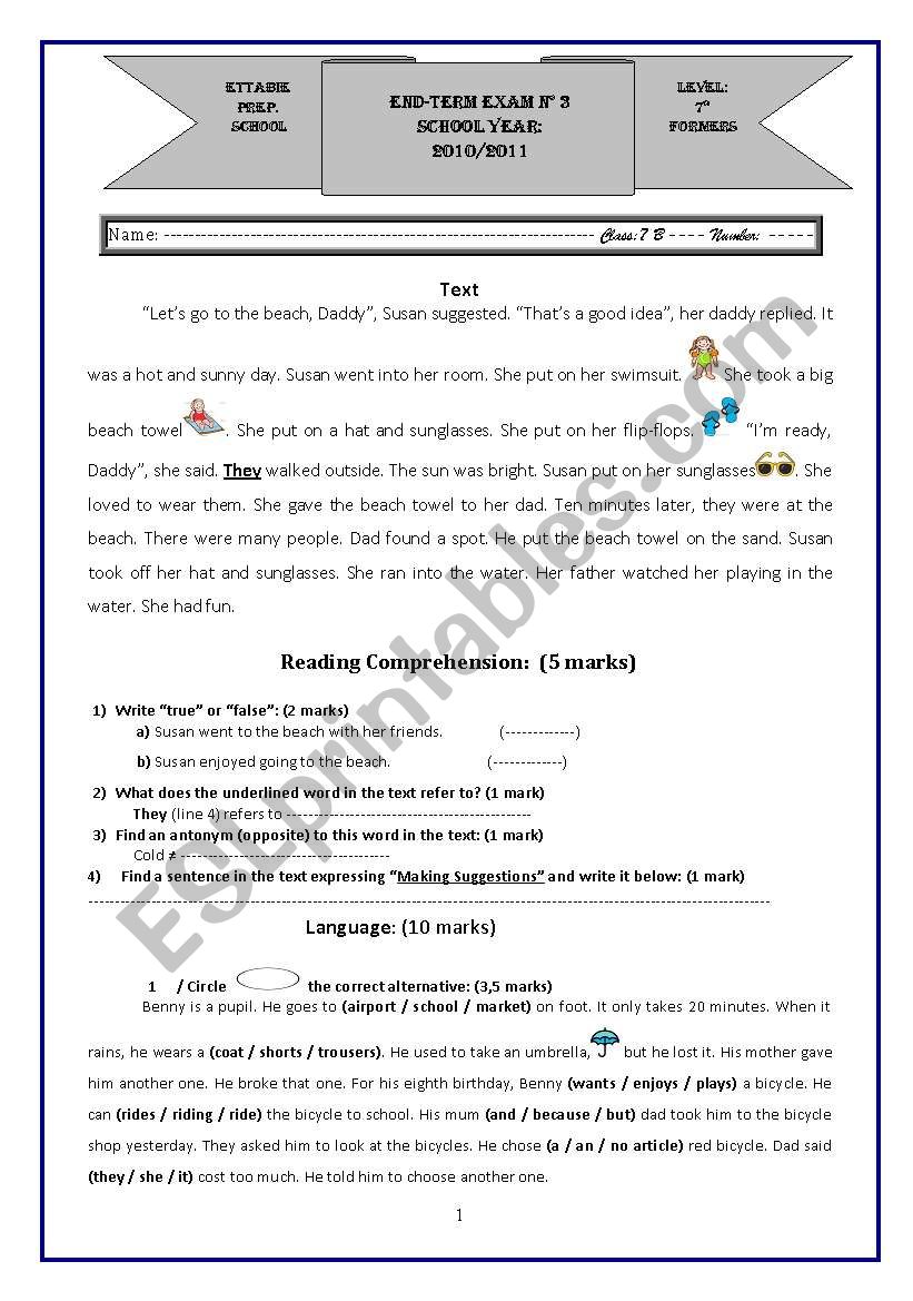 A Test worksheet