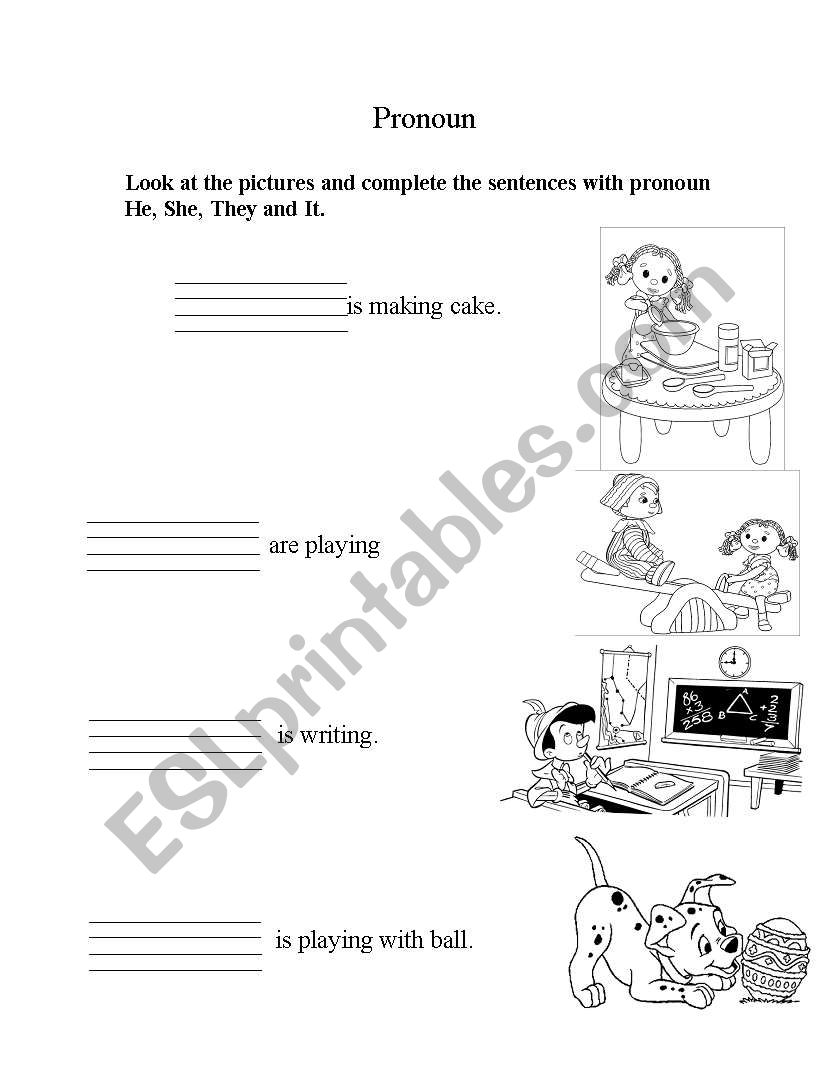 Pronoun worksheet