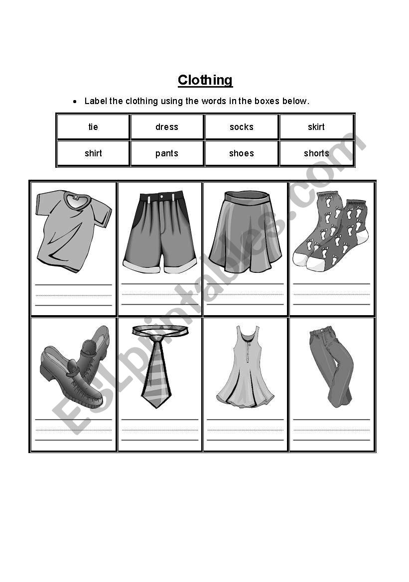 Clothing Vocabulary worksheet