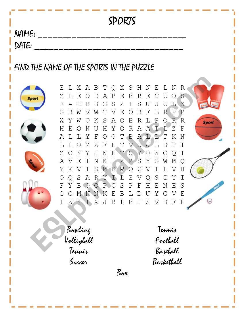 Sports Puzzle worksheet