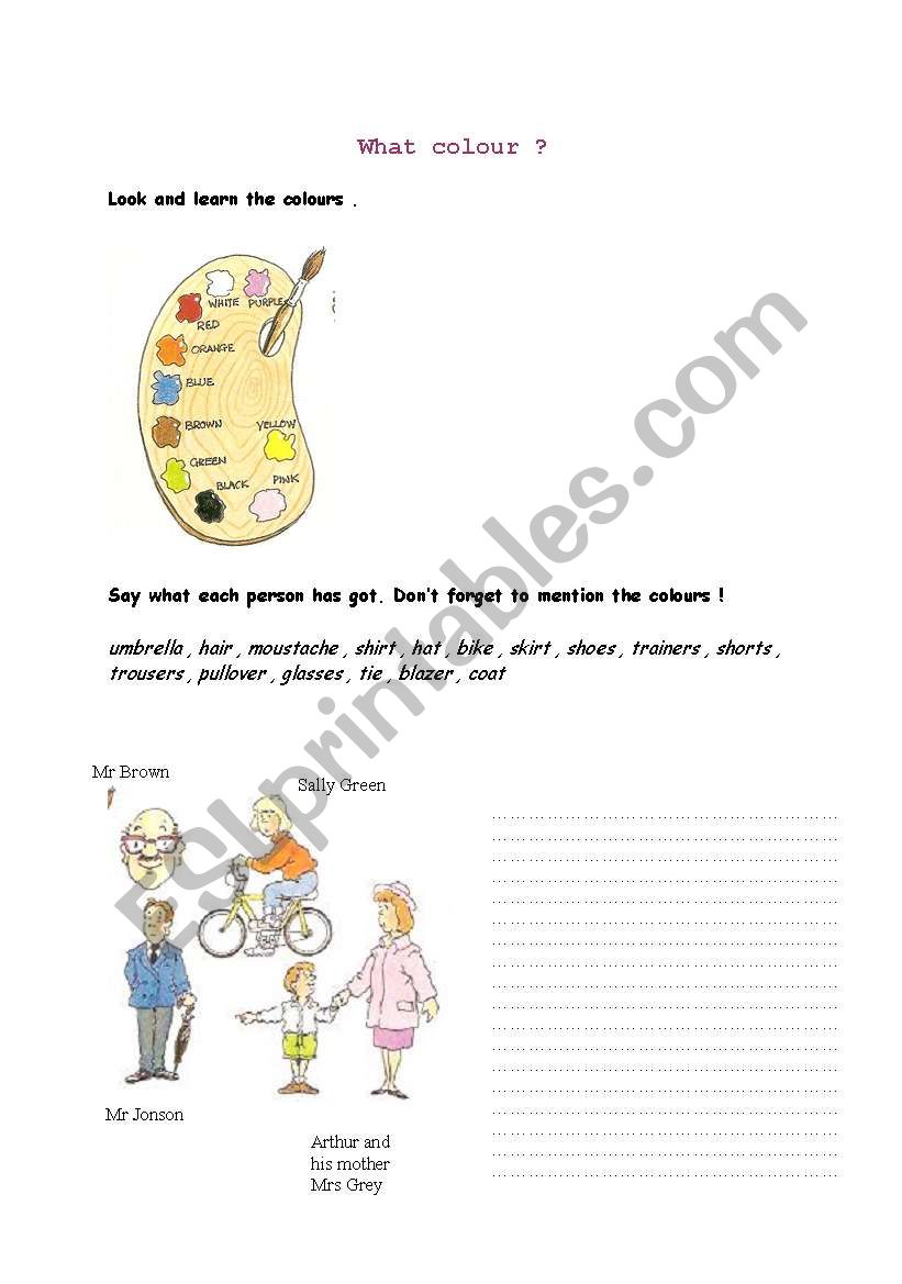 What colour ? worksheet