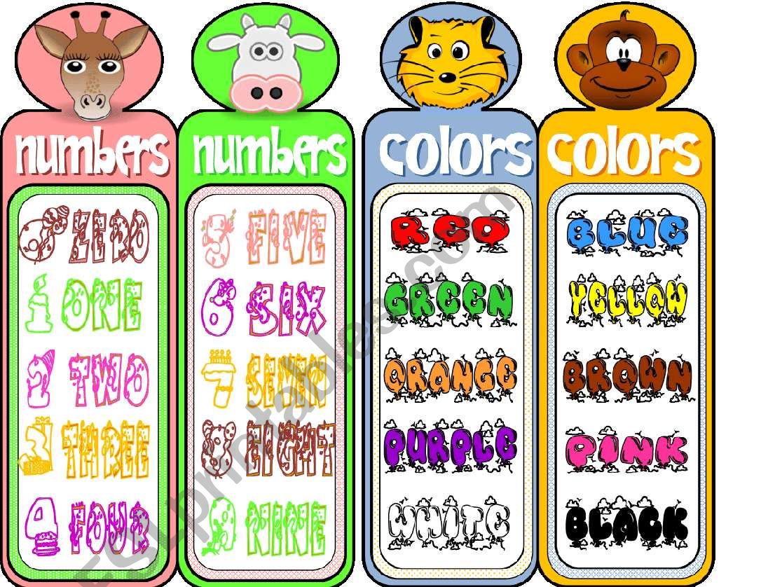 COLORS & NUMBERS- Bookmarks  worksheet