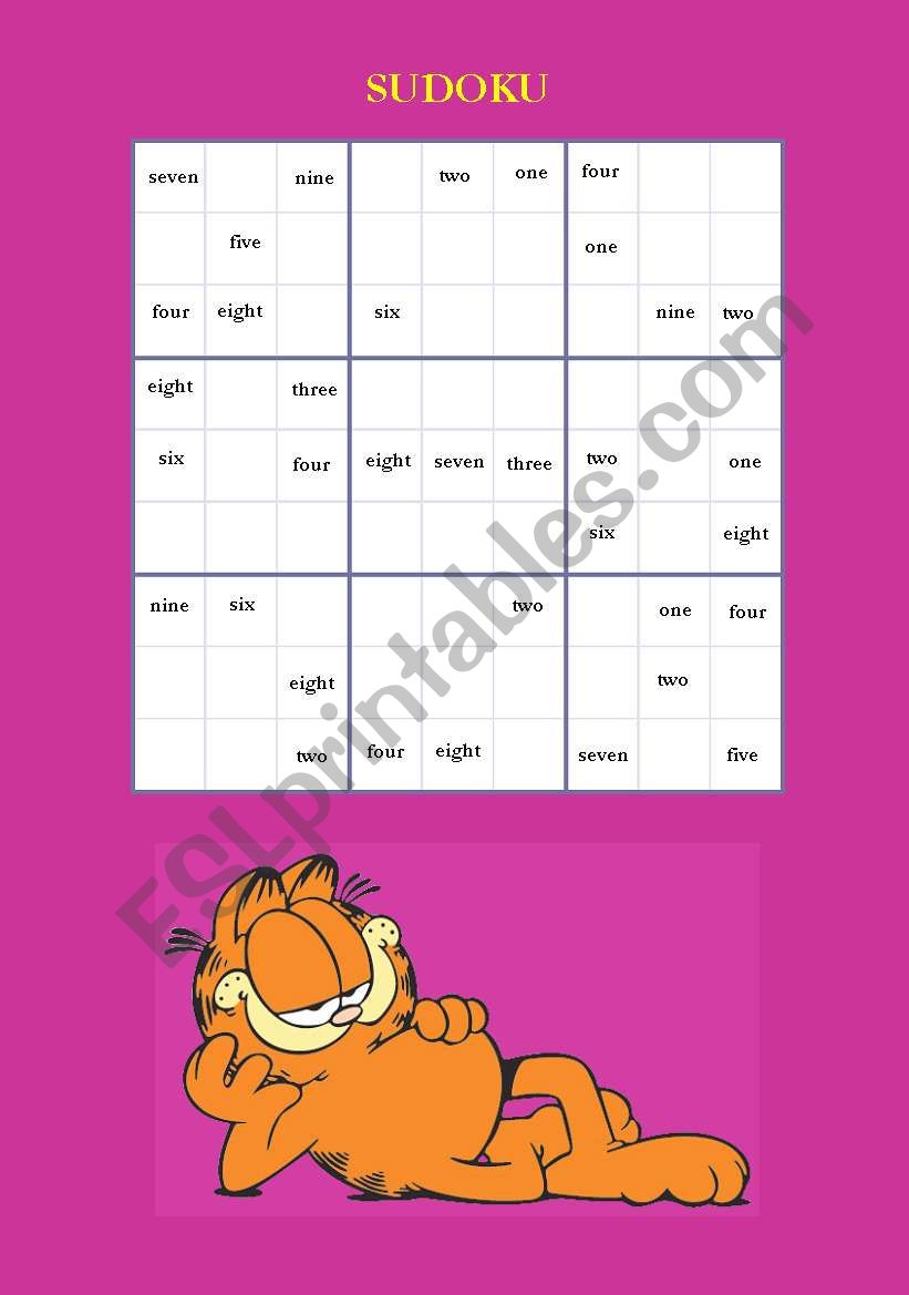 Sudoku with written numbers worksheet