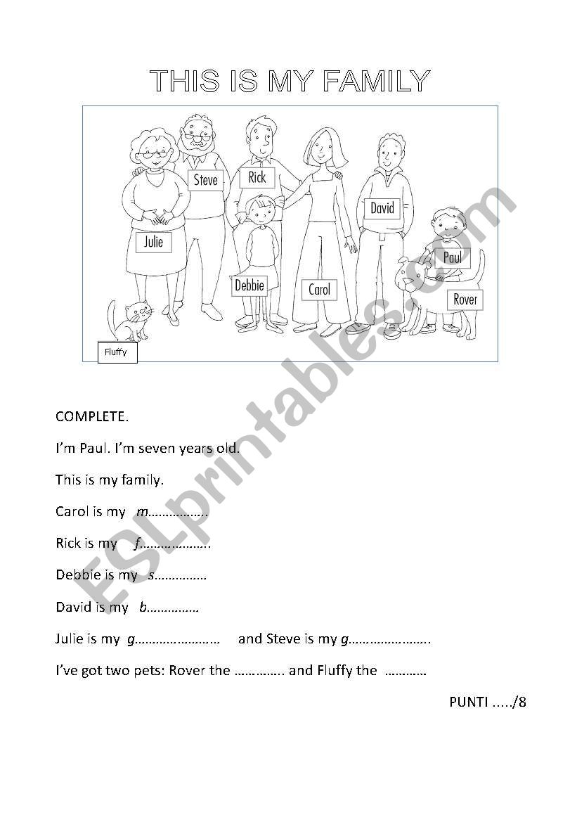 THIS IS MY FAMILY worksheet