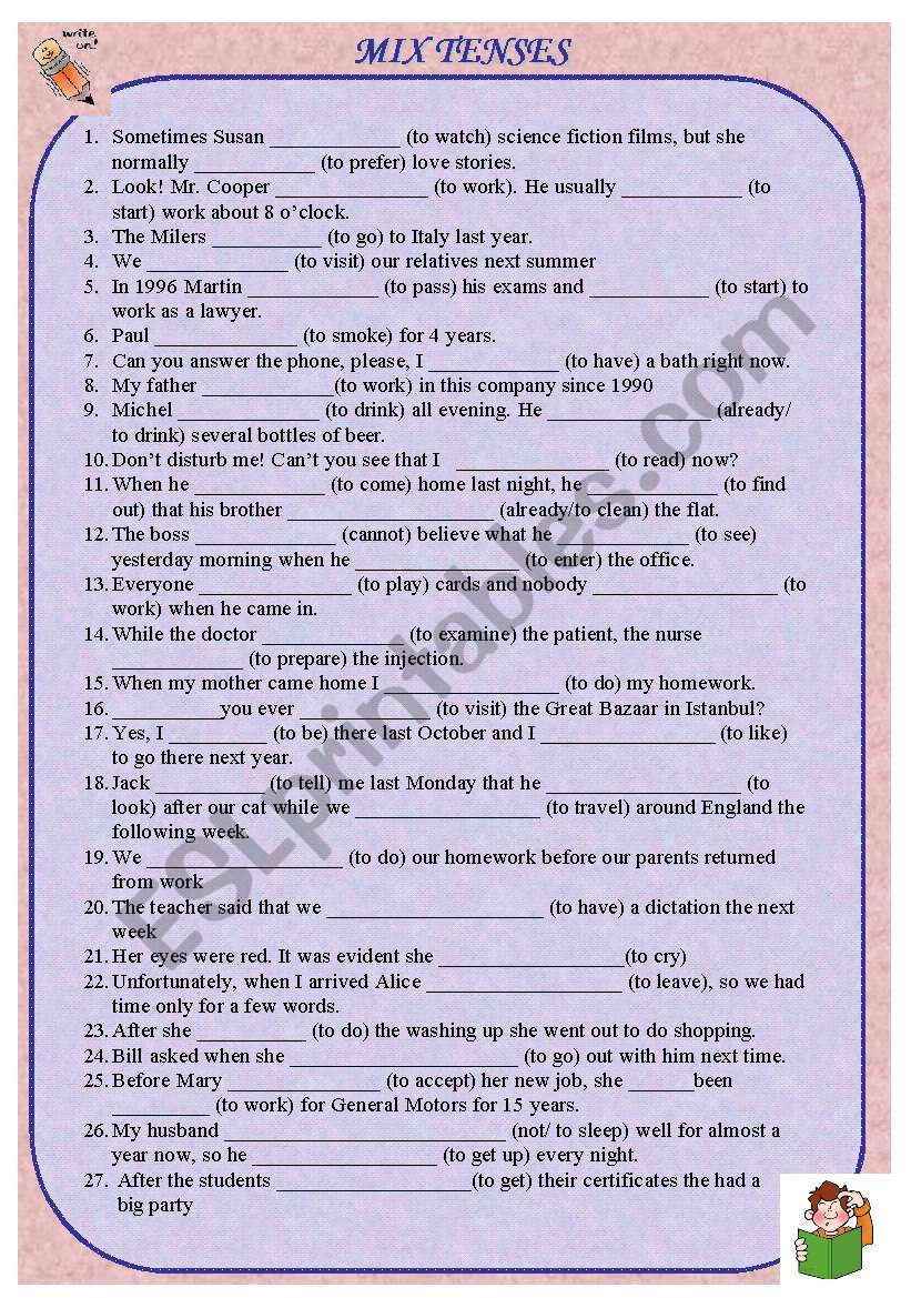 Mix tenses worksheet