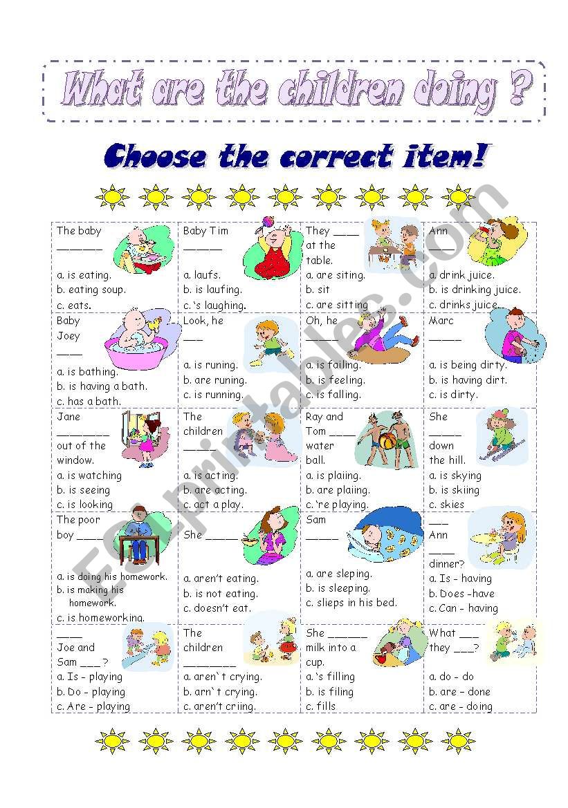 What are the children doing? worksheet