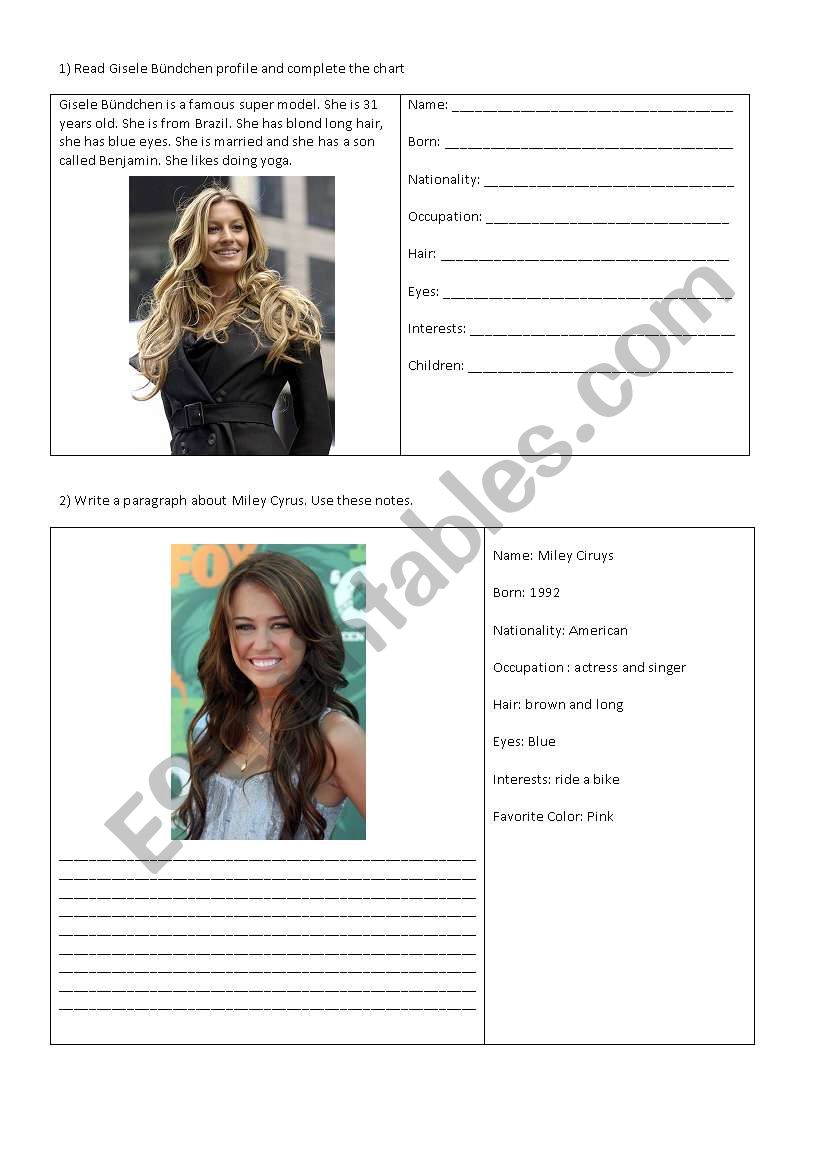Describing famous people worksheet