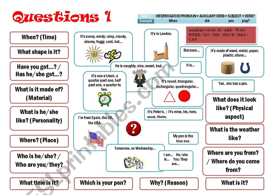 Questions 1 worksheet