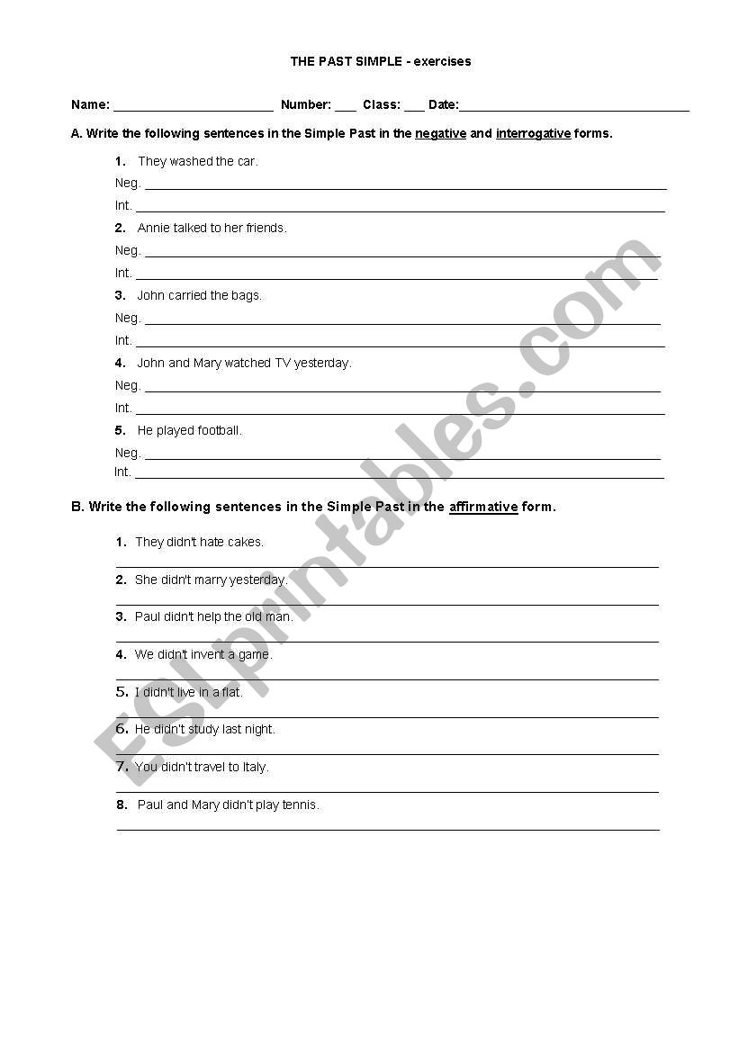 Past Simple worksheet