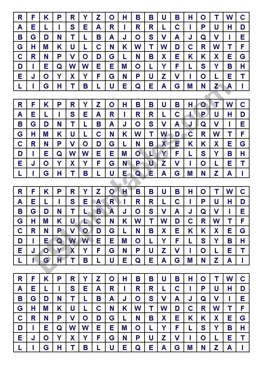 wordsheet of colours worksheet