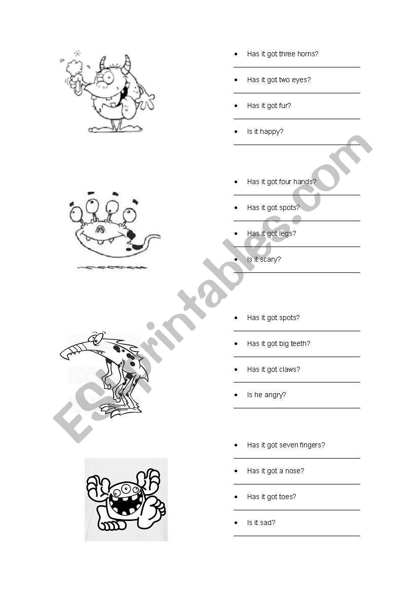 Questions with has. worksheet