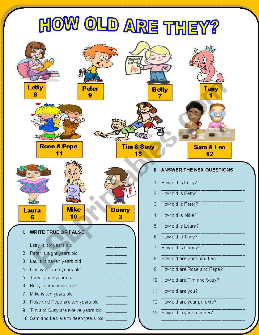 HOW OLD ARE THEY? worksheet