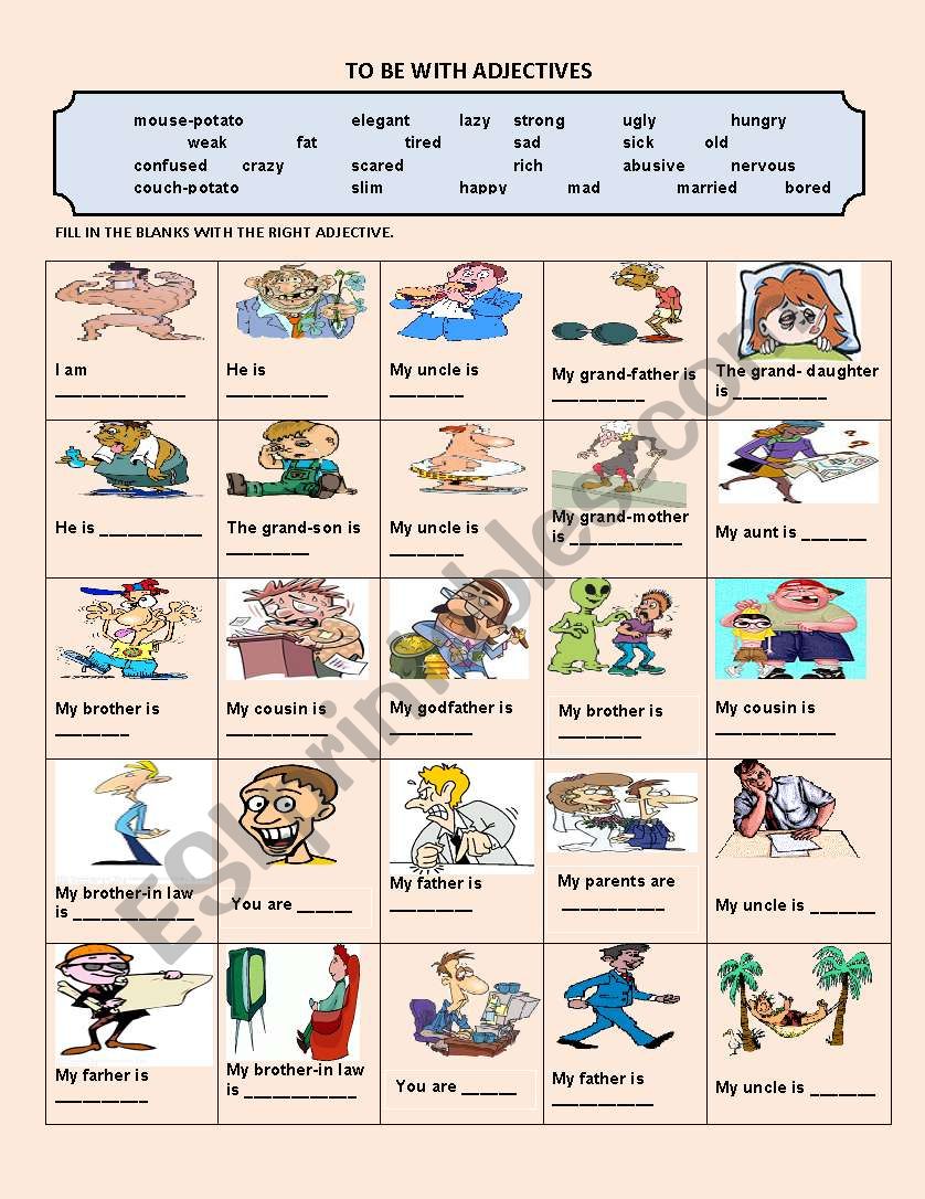 TO BE WITH ADJECTIVES worksheet