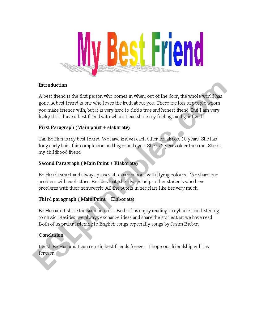 My best friend worksheet