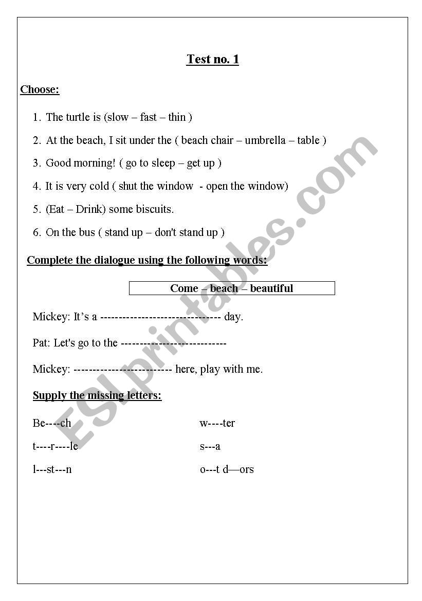 TEST worksheet