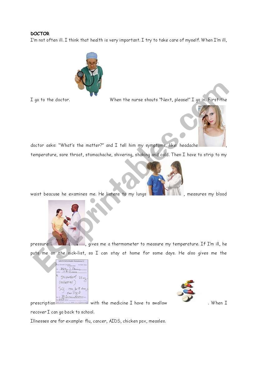 doctor  -  dentist worksheet