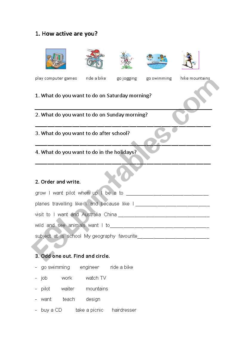 How active are you? worksheet