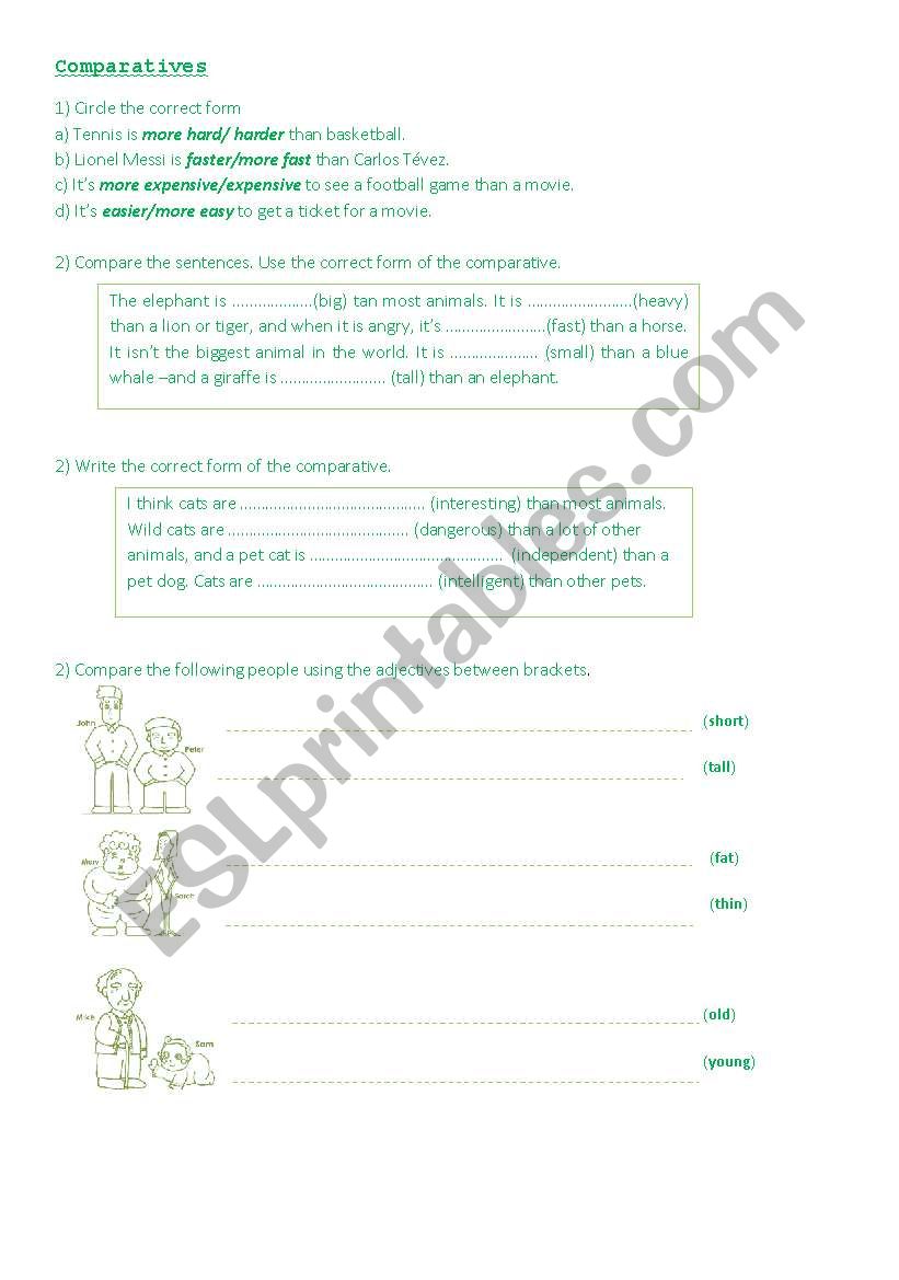 Comparatives worksheet