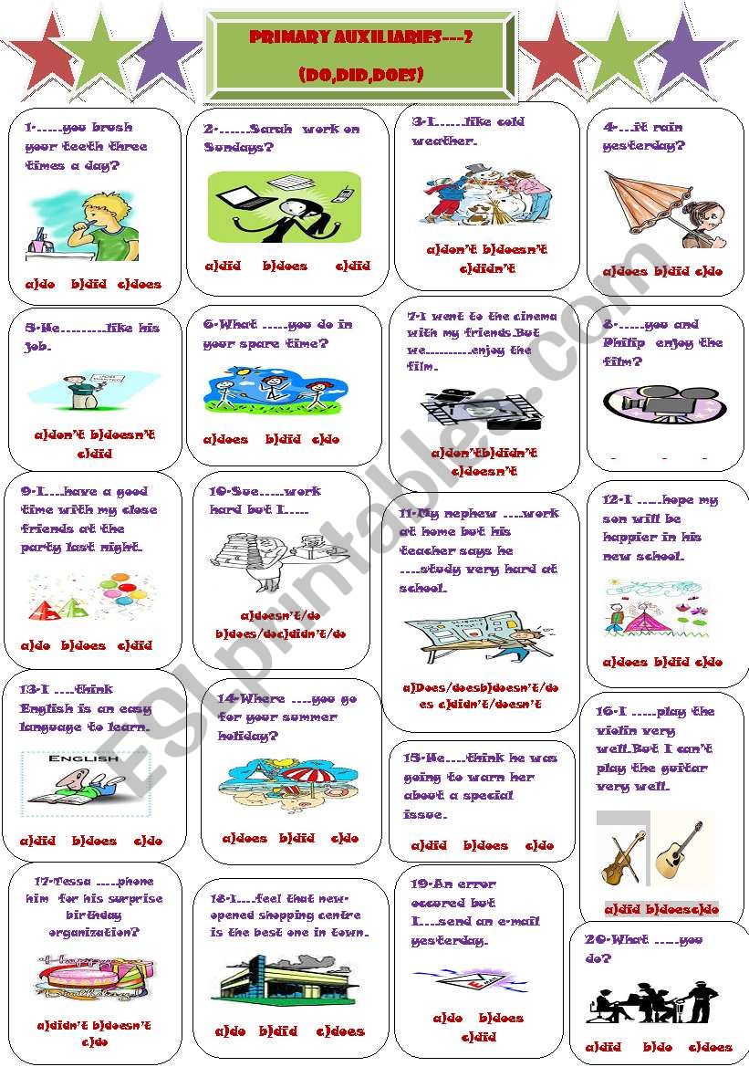 the aspects of BE verb in English statement structures-multiple choice 2