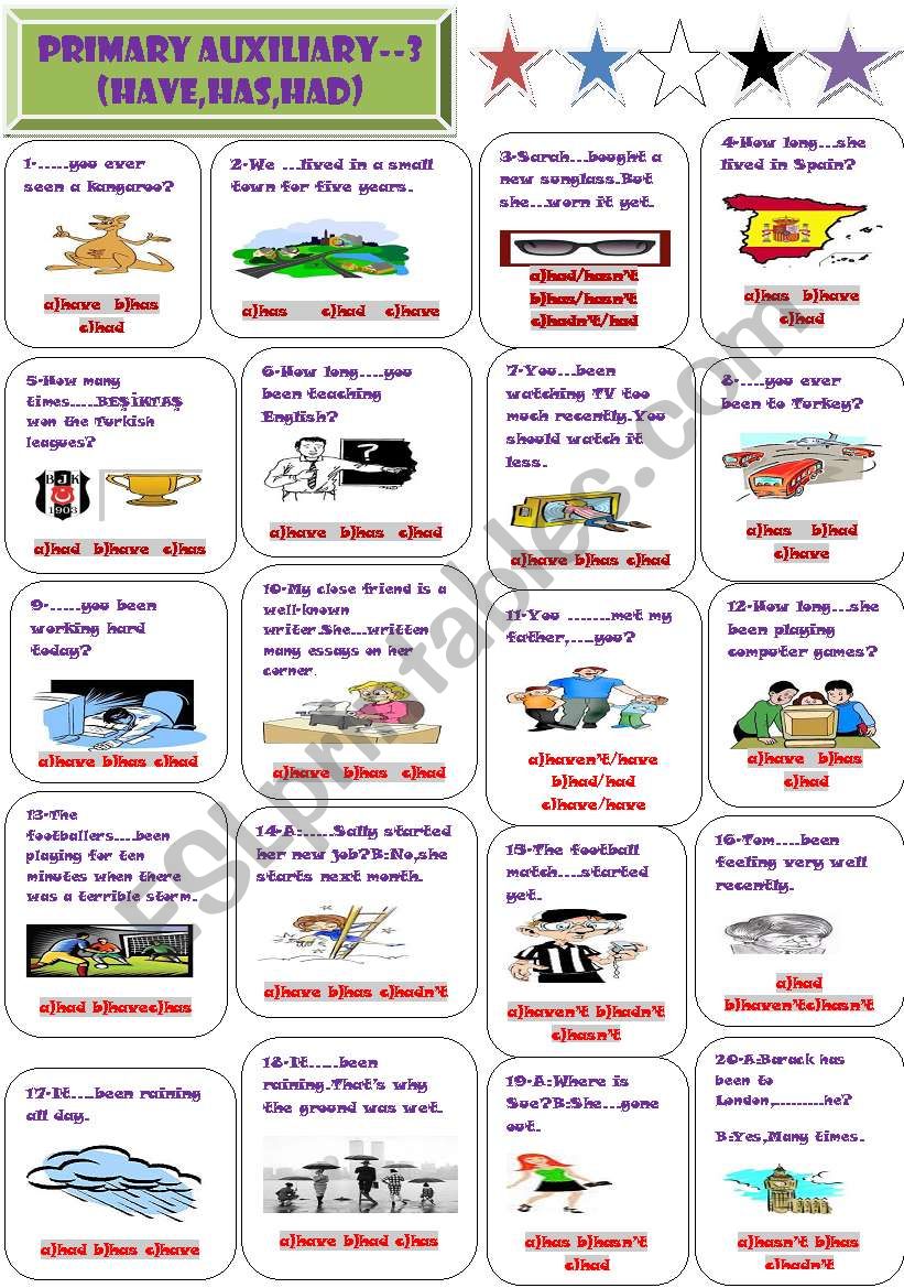 the aspects of BE verb in English statement structures-multiple choice 3