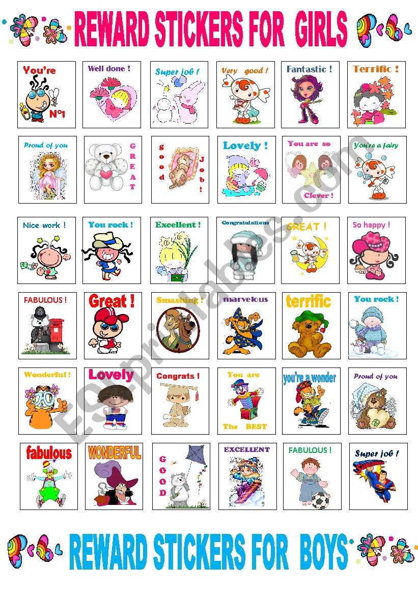 reward stickers for boys and girls 