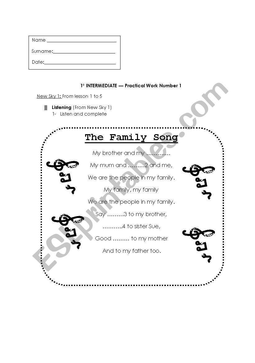 TEST FIRST YEAR worksheet