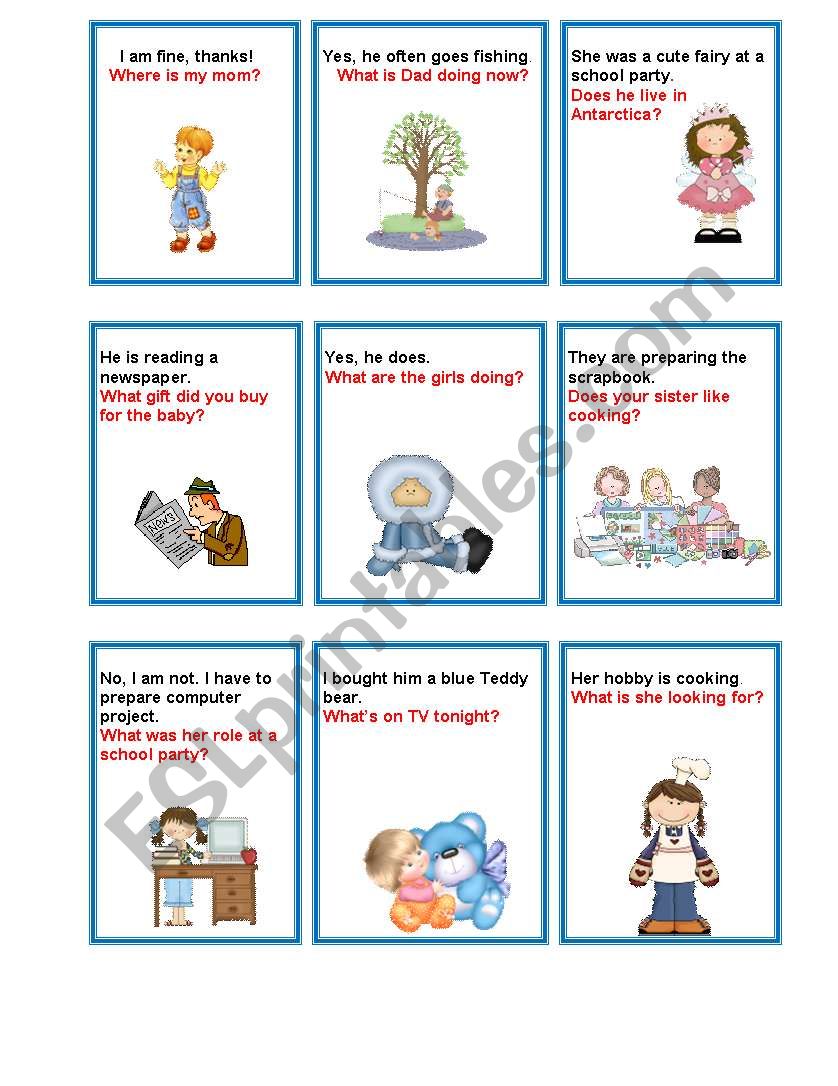 Questions-answers chain game. worksheet