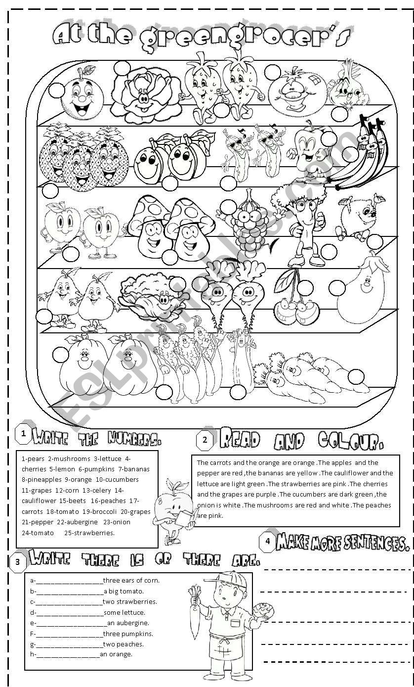 vegetables and fruit  worksheet