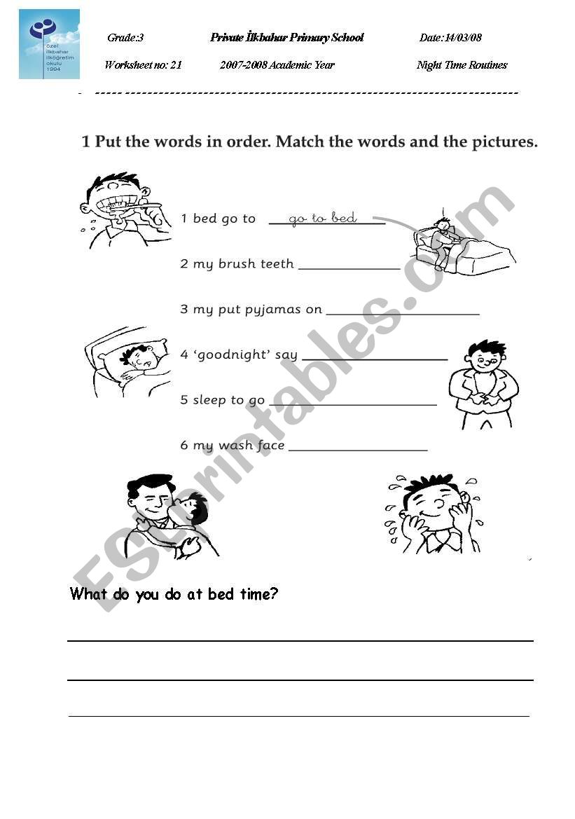 daily routines worksheet