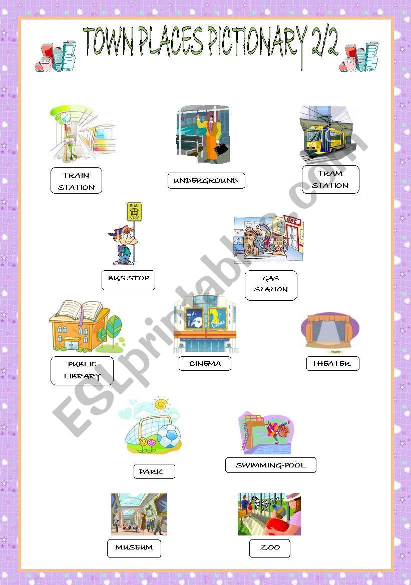 Town Places Pictionary 2/2 worksheet