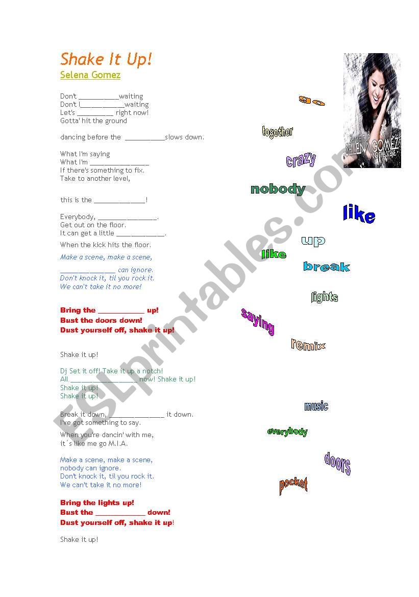 shake it up worksheet