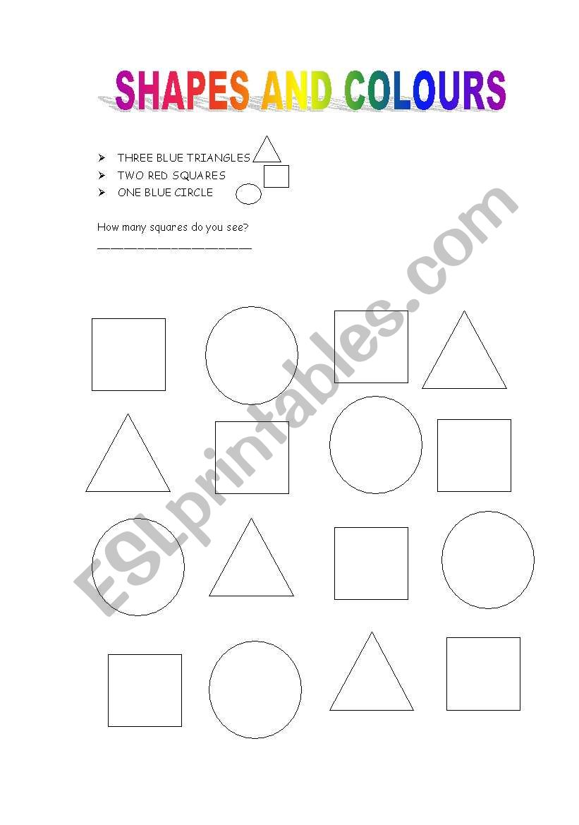 SHAPES AND COLOURS worksheet