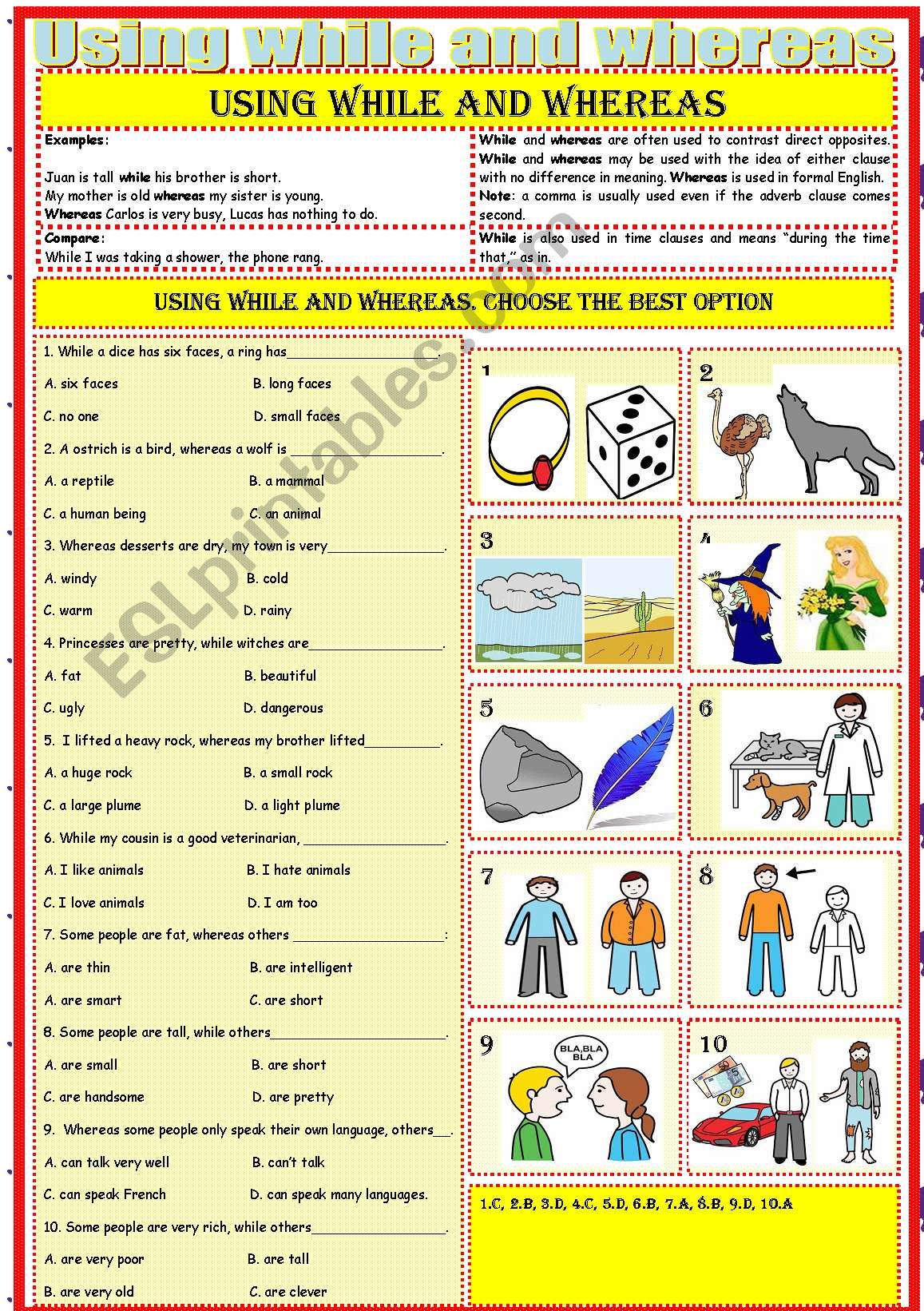 Transitions-using while and whereas