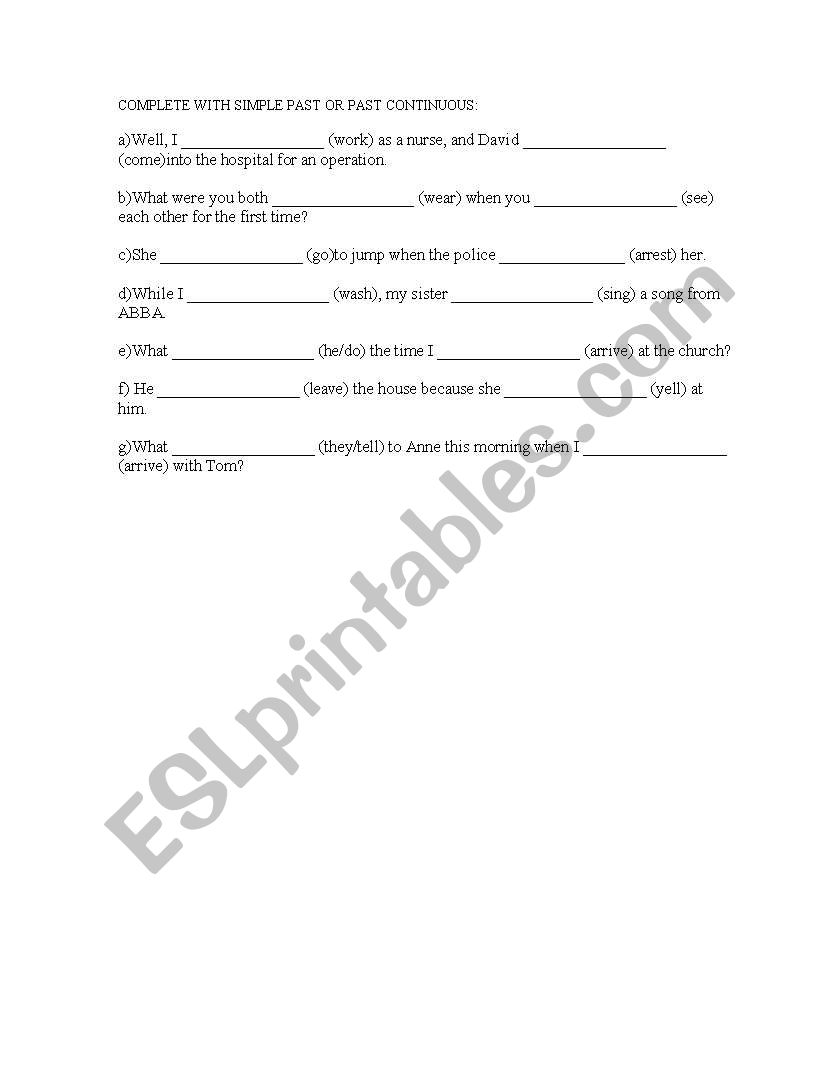 Simple Past or Past Continuous