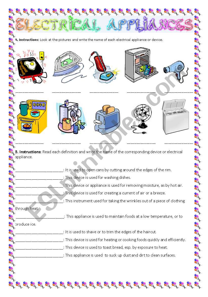 Electrical appliances practice