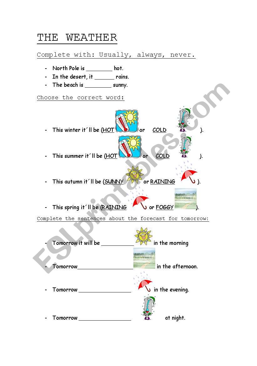 The weather for beginners worksheet