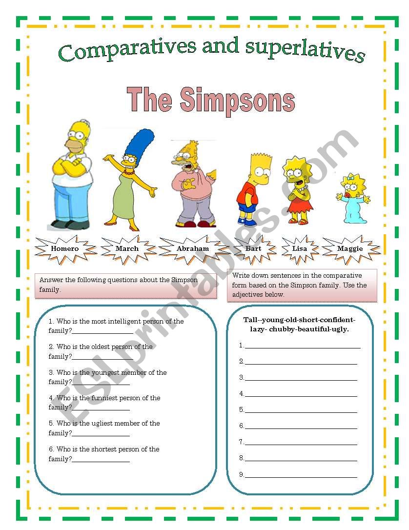 Comparatives and superlatives worksheet