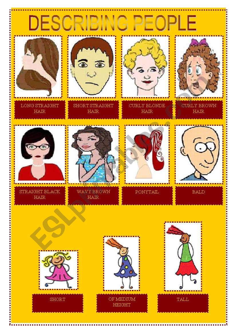 DESCRIBING PEOPLE  2 pages (PICTURE DICTIONARY)