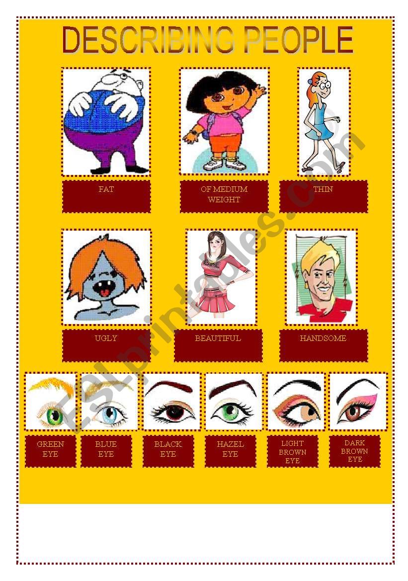 Describing People Picture Dictionary Worksheet By