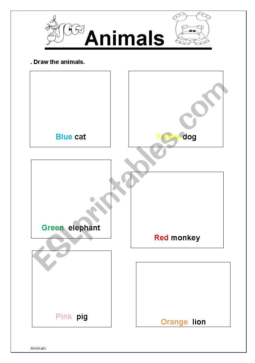 ANIMALS worksheet