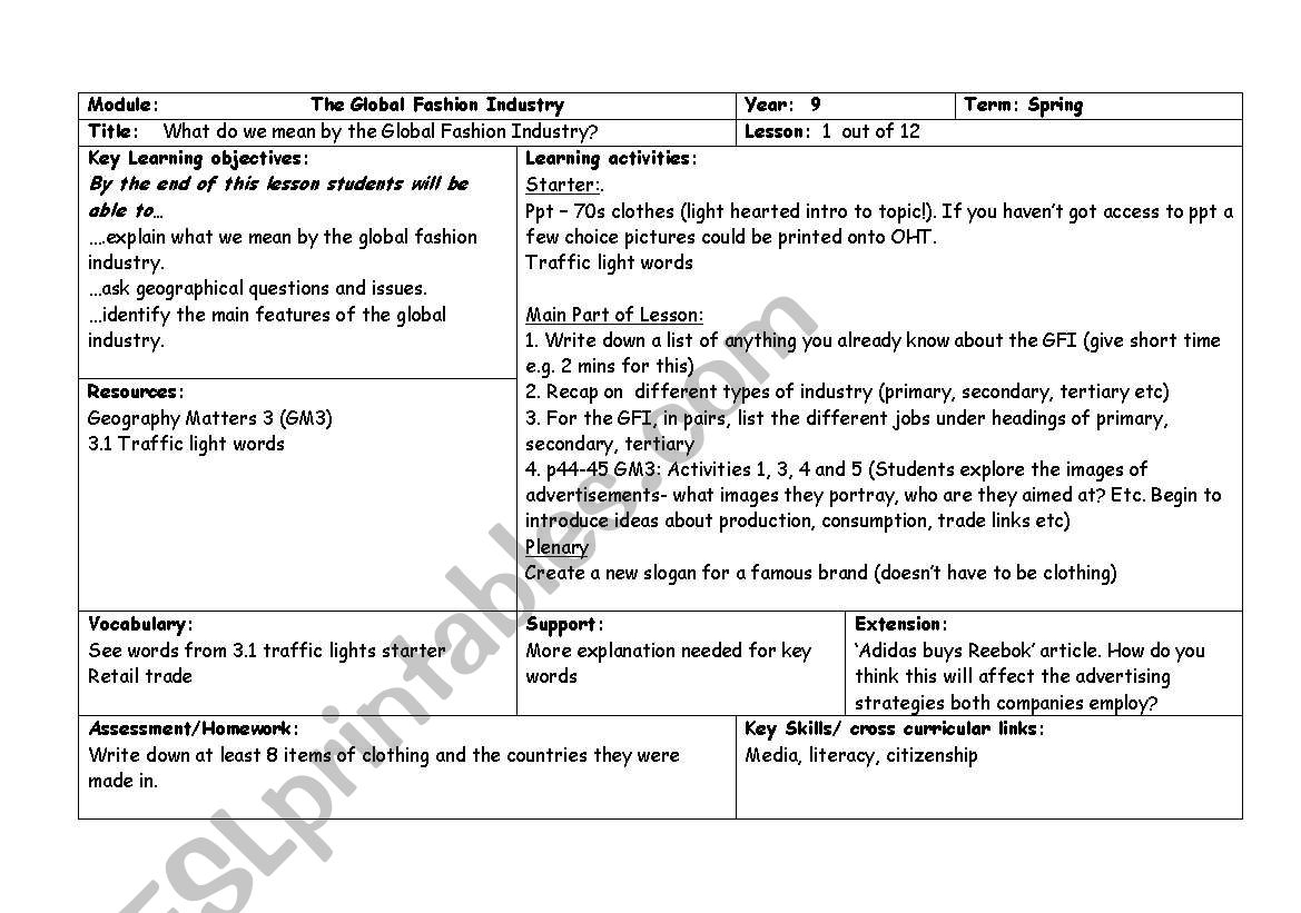 lessonplan worksheet