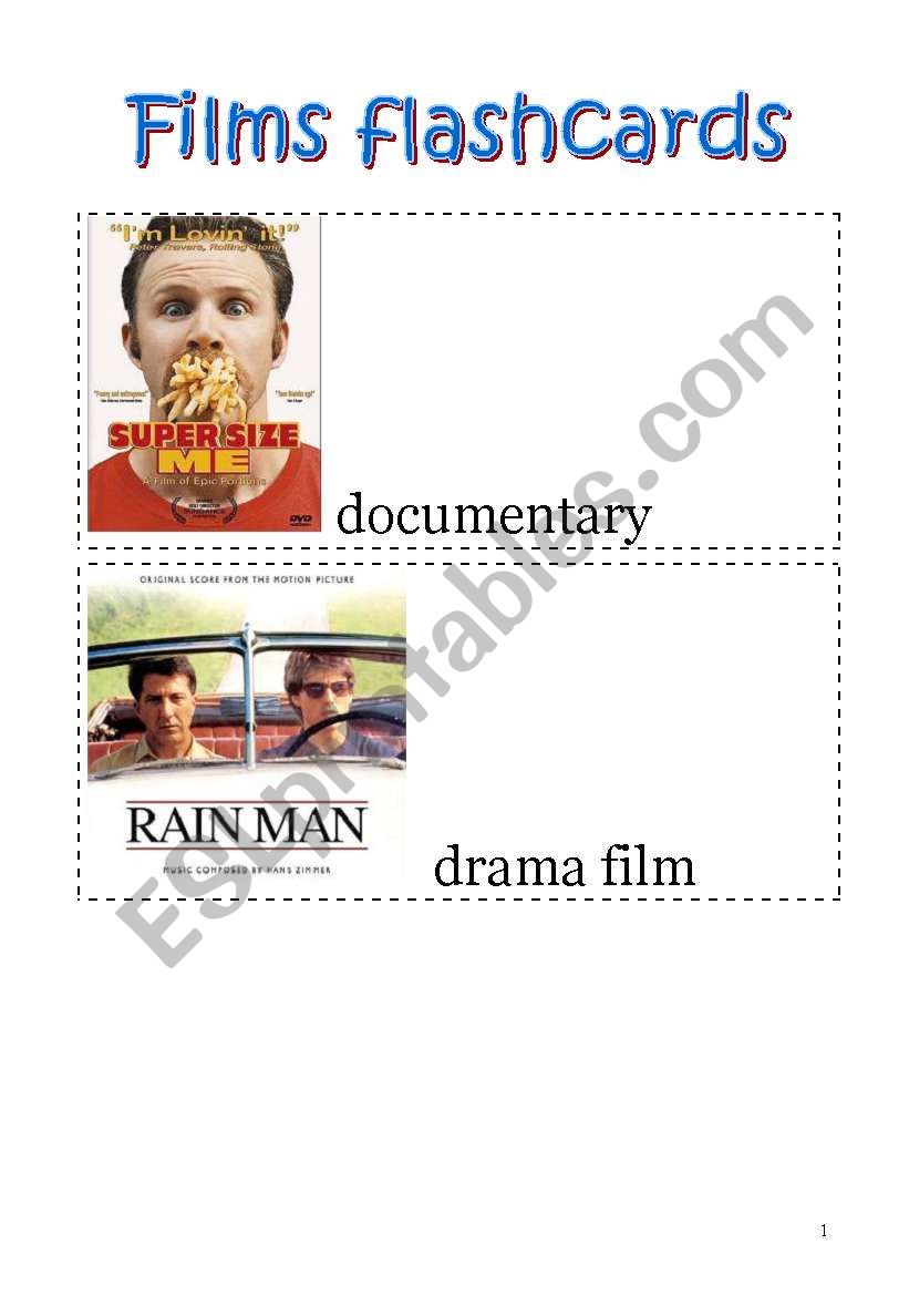 FILM FLASHCARDS worksheet