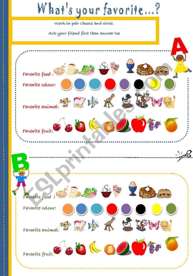 My Favorites Worksheet For Kids