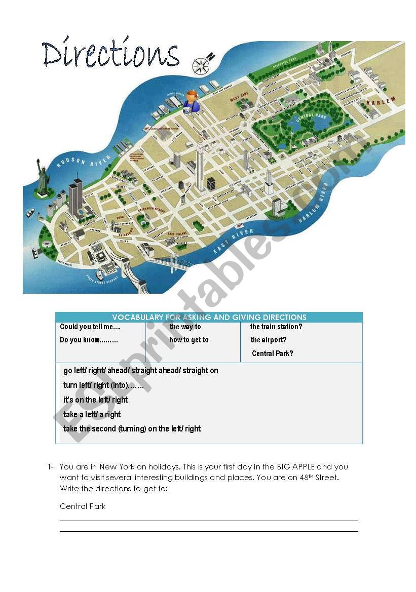 Giving directions worksheet