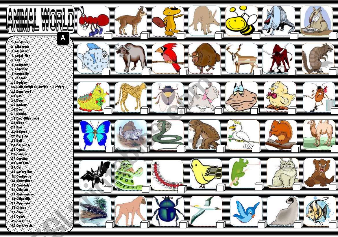 ANIMALS 1/6 worksheet