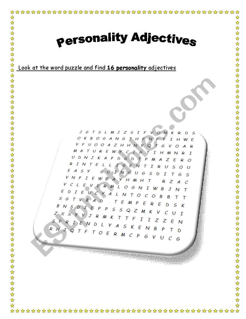 Personality Adjectives worksheet